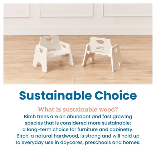 Vista 8 de ECR4Kids Silla apilable de madera para niños pequeños, 6 pulgadas, muebles para niños, lavado blanco, paquete de 2