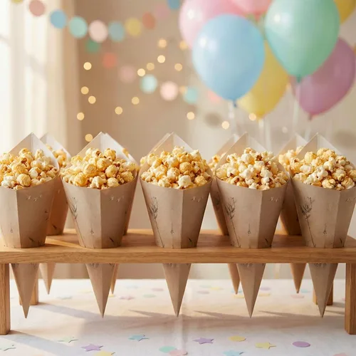Vista 3 de Conetek - Conos de papel negros de 10 pulgadas para aperitivos, ecológicos: Perfectos para aperitivos, conos de papel aptos para alimentos