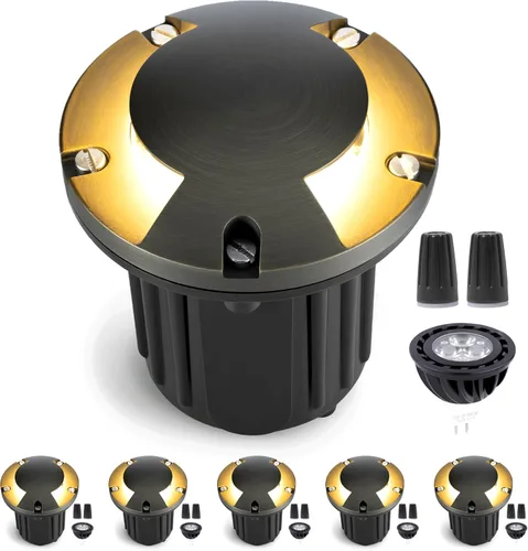Vista 14 de Gardenreet - Luz de pozo en tierra - Latón 12V IP65 Iluminación de paisaje al aire libre, luz de torreta de bajo voltaje LED en grado, bronce