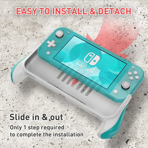 Vista 4 de MEQI Funda de agarre compatible con Nintendo Switch Lite, cómoda y ergonómica funda protectora portátil para juegos, accesorios para consola Switch
