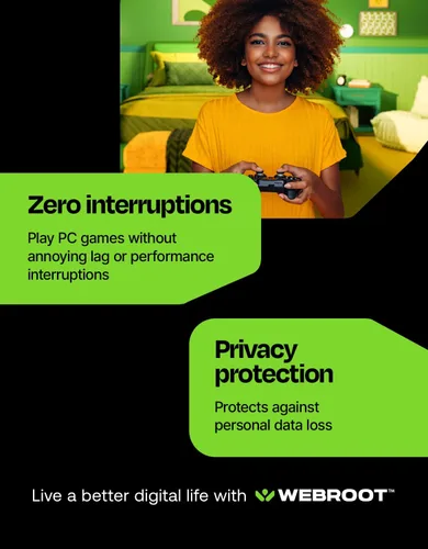 Vista 5 de Webroot Antivirus for PC Gamers 2026 1 Device 1 Year Download + System Performance Optimizer