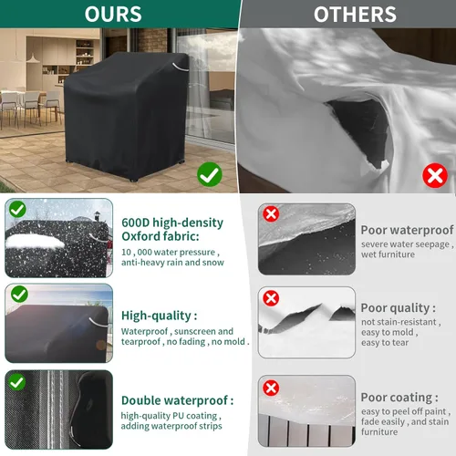 Vista 5 de AKEfit Fundas para sillas de patio impermeables para muebles de exterior, paquete de 1, fundas resistentes para sillas de exterior, impermeables