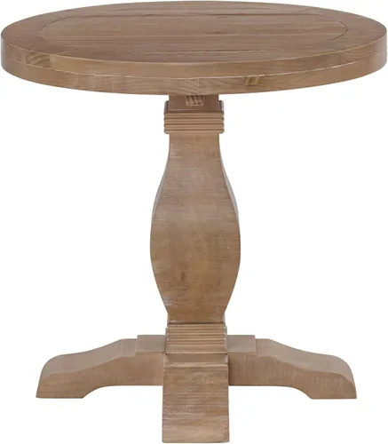 Vista 6 de Martin Svensson Home - Mesa auxiliar de pedestal de madera sólida Napa, color madera flotante Driftwood