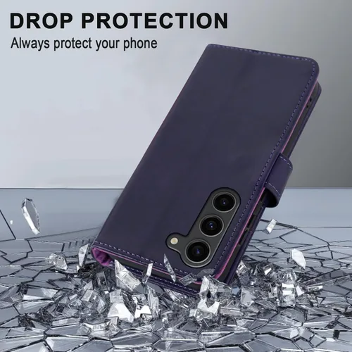 Vista 8 de MONASAY Funda tipo cartera compatible con Galaxy S23 5G, bloqueo RFID, funda de piel con tapa para teléfono celular con soporte para tarjeta de Negro