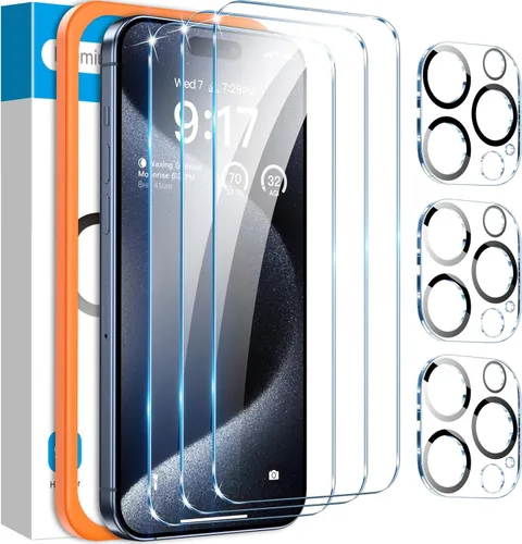 Vista 13 de Fotbor Compatible con 3 protectores de pantalla de iPhone Air con 1 juego de protector de lente de cámara, actualización 2025 9H+ vidrio templado