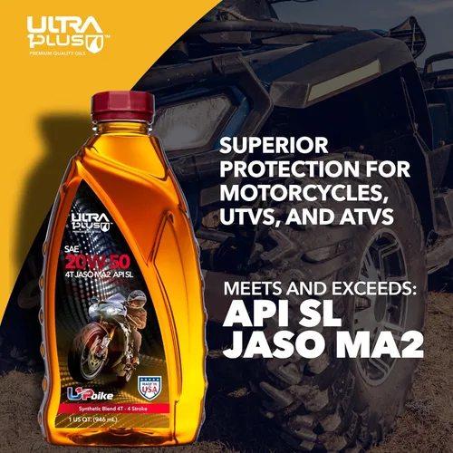 Vista 3 de ULTRA 1PLUS 4T 20W-50 mezcla sintética aceite de motocicleta API SL JASO MA2-20W50 aceite de motor, 3 cuartos