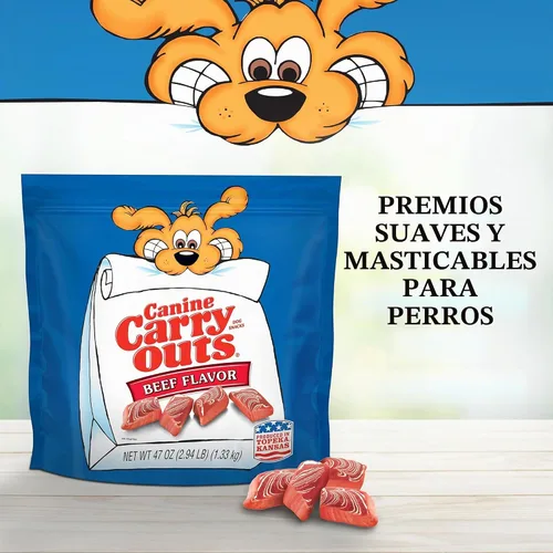 Vista 4 de Canine Carry Outs Golosinas para perros, sabor a tocino, 22.5 onzas (paquete de 4), hechas con tocino real