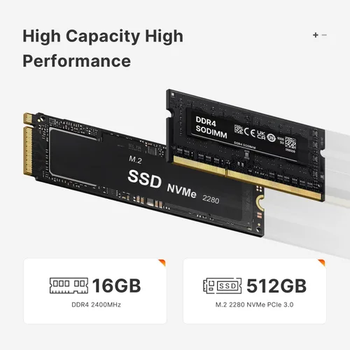 Vista 3 de BOSGAME Mini PC E4, mini computadoras con AMD Ryzen 5 3550H, 16 GB DDR4 512 GB PCIe SSD, RJ45 dual, pantalla triple 4K, USB-C, USB 3.2, Wi-Fi 5/BT