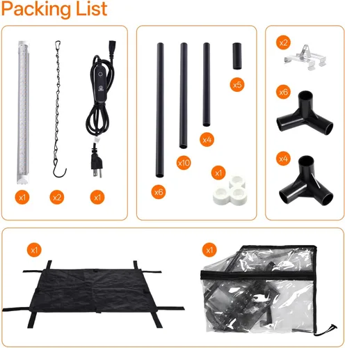 Vista 9 de Bstrip Invernadero interior con luz de crecimiento, mini tienda de campaña de PVC con alfombrilla base de PE, ventanas de ventilación y puerta