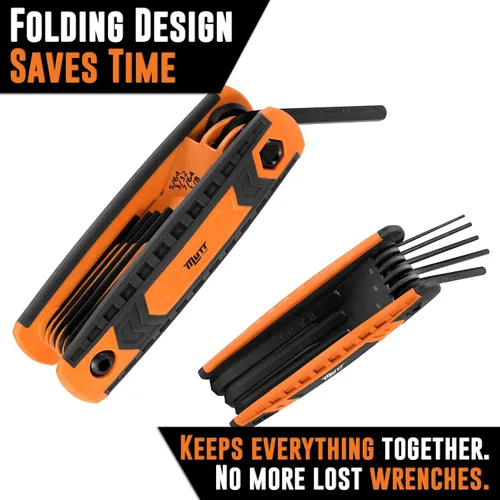 Vista 7 de Mutt Tools - Juego de llaves Allen plegables de 17 piezas, juego de llaves hexagonales SAE y métricas con codificación de colores, herramienta