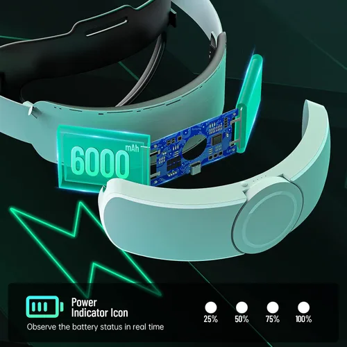 Vista 7 de Head Strap for Oculus Quest 2 Accessories with 6000mah Rechargeable Battery Pack, Okaycat Flip-Adjustable Elite Strap for Meta Quest 2 Balance and