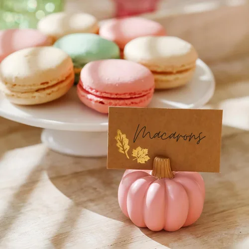 Vista 5 de Kate Aspen Decoración de otoño mini calabaza en burdeos y rosa claro (set de 6), perfecta para decoración de mesa de Acción de Gracias, bodas