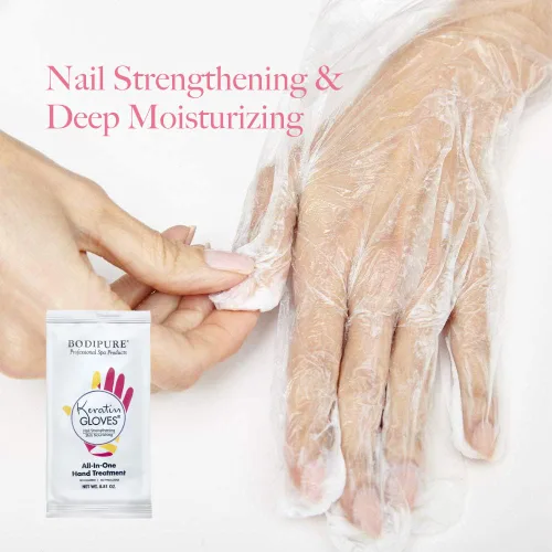 Vista 5 de Bodipure Máscara de mano hidratante todo en 1, máscara de mano de queratina y vitamina E para manos secas y agrietadas, fórmula de guantes