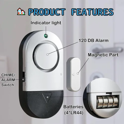 Vista 2 de Alarma de ventana de puerta de 120 DB para piscinas enterradas - Sistema de seguridad de piscina con imán
