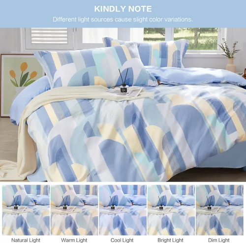 Vista 152 de SAPHREAS Juego de funda de edredón de algodón, tamaño King, a cuadros color gris oscuro y gris, geométrico, 3 piezas, 1 funda de edredón y 2 fundas