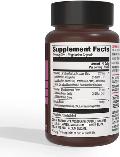 Vista 2 de Amazon Elements - Probiótico para mujeres, 50 mil millones de UFC, mezcla de 7 cepas, apoya la salud urinaria y vaginal, 30 cápsulas