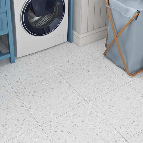Vista 9 de Livelynine Azulejos de suelo impermeables de 12 x 12 pulgadas, suelo de vinilo de piedra moteada para baño, azulejos autoadhesivos para cocina