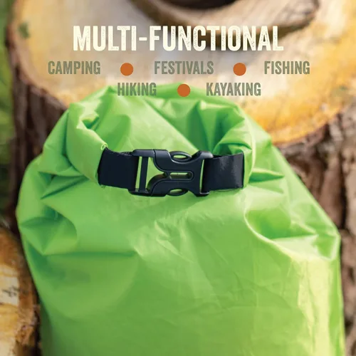 Vista 8 de Milestone Camping Bolsas secas impermeables, bolsa individual o juego de 3, se enrollan de cerca, diseño verde brillante o naranja fácil