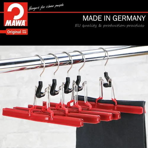 Vista 2 de Mawa by Reston Lloyd - Percha antideslizante con abrazadera para pantalones y faldas, estilo M26, juego de 2, rojo
