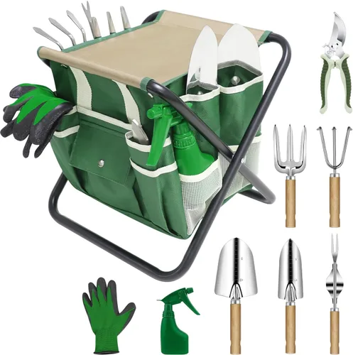Vista 12 de Juego de herramientas de jardín, 2 piezas de herramientas de jardín de acero inoxidable resistente, kit de jardín con mango ergonómico de madera