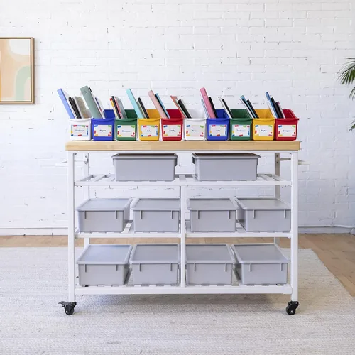 Vista 10 de ECR4Kids Linking - Papelera para libros, almacenamiento entrelazado, surtido, 10 piezas