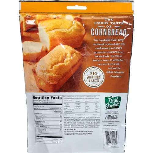 Vista 2 de Fresh Gourmet Crutones premium, pan de maíz dulce con mantequilla, 5 onzas (paquete de 3)