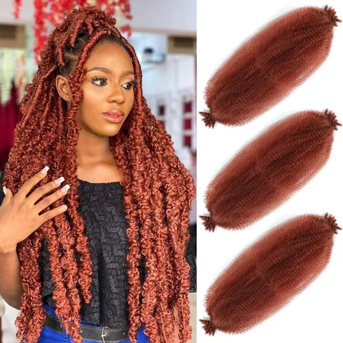 Vista 58 de Cabello Afro Twist de 30 Pulgadas 2 Paquetes, Cabello Afro Twist Elástico Pre Esponjado Cabello Spring Twist Pre Estirado Cabello para Envolver