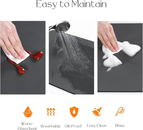 Vista 3 de Tapete de café de 20 x 16 pulgadas, súper absorbente, de secado rápido, para accesorios de cafeteras, cafetera, molinillo, decoración, encimera