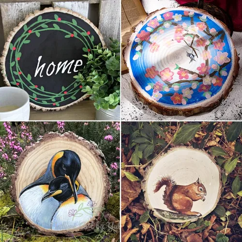 Vista 5 de ZYNERY 3 piezas de rebanadas de madera para centros de mesa de 13 a 15 pulgadas, rondas de madera sin terminar, decoración rústica de boda, centros