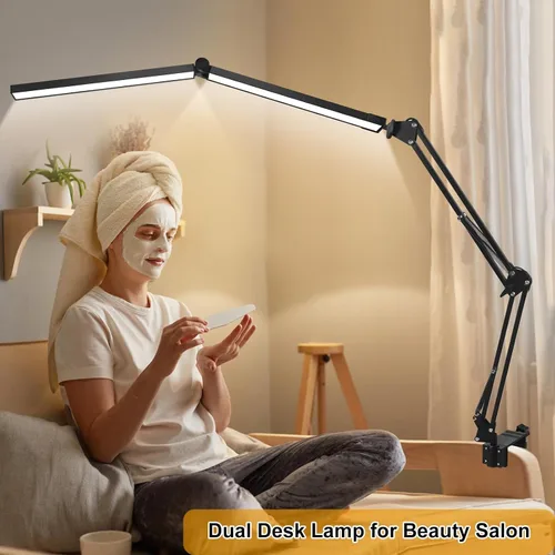 Vista 6 de Toolour Lámparas de escritorio para tecnología de uñas, lámpara de arquitecto doble grande de 24 W con control remoto, 5 colores, modo de sueño