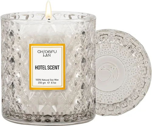 Vista 8 de Chloefu LAN Vela Perfumada Premium con Aroma a Gardenia para Hombres y Mujeres, Altamente Perfumada, 7.1 onzas 45 Horas de Larga Duración, Velas