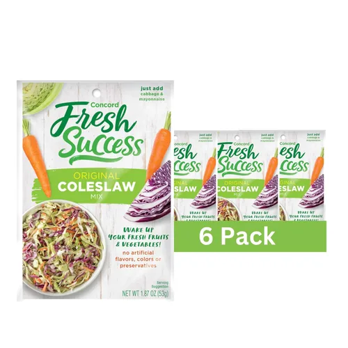 Concord Foods Mezcla de condimentos de ensalada de col All-American, mezcla picante y dulce para cremoso, añade repollo y mayonesa, paquete de 6
