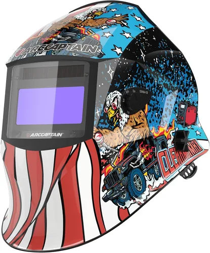 Vista 15 de ARCCAPTAIN Casco de soldadura de pantalla de visualización grande, 1/1/1/1 capilla de soldadura de oscurecimiento automático de claridad óptica, 4