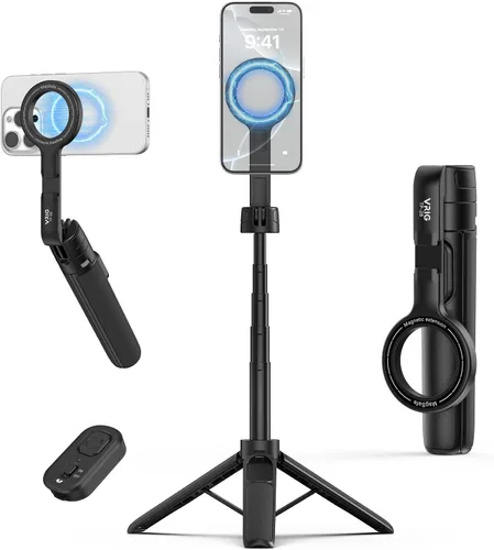 VRIG Magnetic Selfie Stick Tripod for iPhone with Bluetooth Remote, Extendable Phone Stand for Video Recording,Portable Travel Selfie Stick Tripod