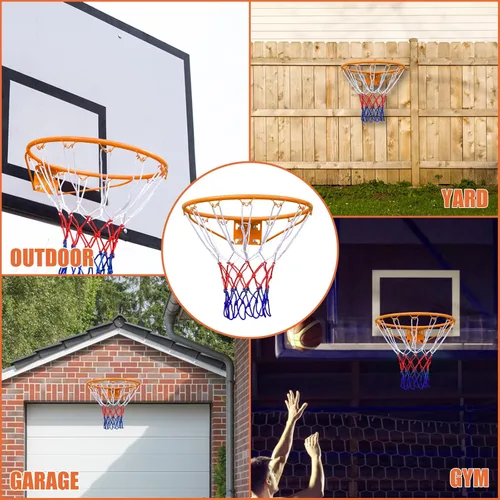 Vista 6 de Geta de aro de baloncesto de 18 pulgadas, red de aro de repuesto para borde de baloncesto para interior y exterior