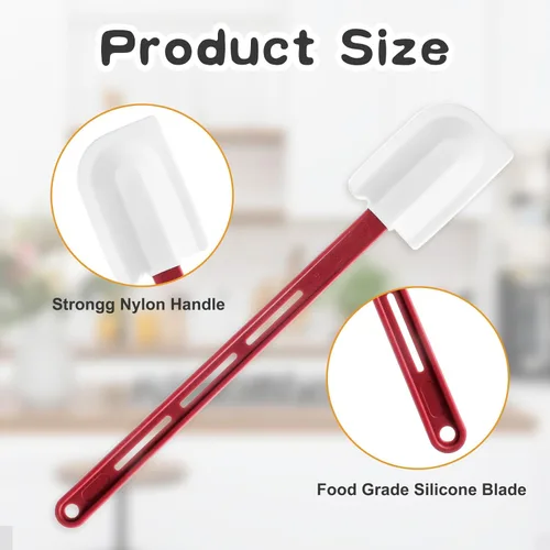 Vista 3 de 6 espátulas de silicona de alta temperatura, espátula de goma resistente al calor, raspador de silicona comercial con mango para cocina, cocina