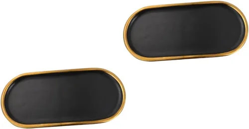 2 Pcs Ceramic Jewelry Tray Sushi Plate Ceramic Earring Plate Jewelry Plate Holder Black Decorative Tray Ceramic Jewelry Dish Fruit Tray Porcelain