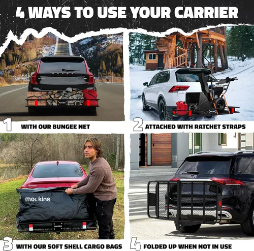 Vista 4 de Mockins Portaequipajes de Enganche de Remolque Resistente de 60"x20"x6" Portaequipajes Resistente a la Intemperie con Capacidad de 500 Libras