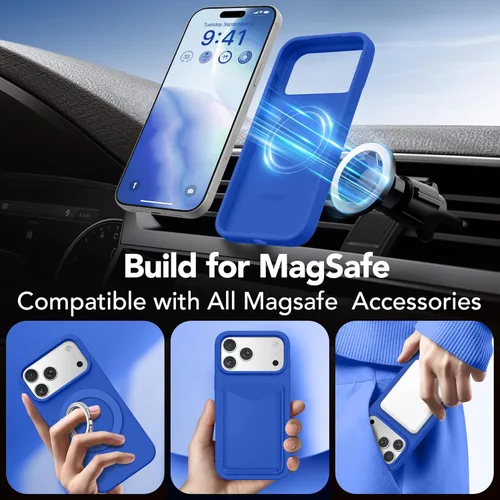Vista 1611 de GONEZ Funda magnética para iPhone 14, compatible con Magsafe, con protector de pantalla + protector de cámara, forro de microfibra antiarañazos