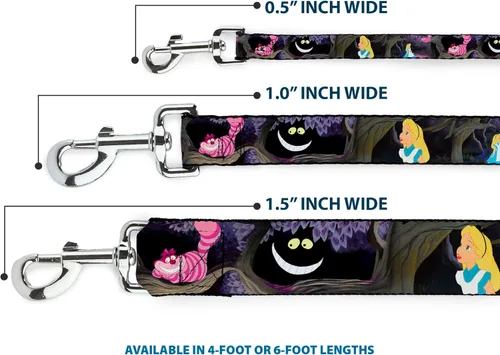 Vista 3 de Buckle-Down Correa para mascotas - Escenas de gatos de Alice & the Cheshire - 6 pies de largo - 1.5 pulgadas de ancho