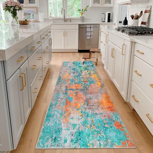 Vista 40 de famibay Alfombra de pasillo de 2 x 10, moderna para pasillos, antideslizante, alfombras de cocina lavables, alfombra de pasillo suave abstracta