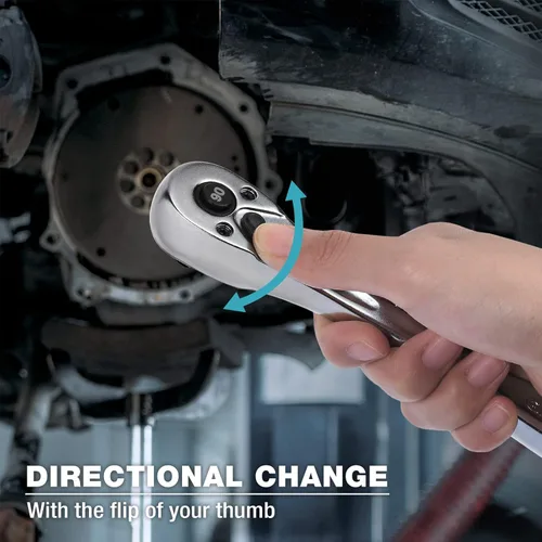 Vista 5 de DURATECH Mango de trinquete de 1/2, llave de enchufe de 90 dientes, llave de trinquete reversible, liberación rápida