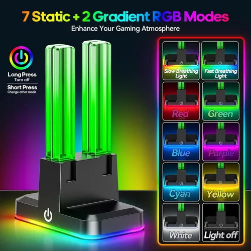 Vista 3 de Cargador controlador de interruptor para 4 Joycons con 9 modos de luz RGB, soporte de cargador Joy con indicadores LED, estación de carga