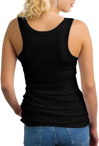 Vista 2 de Camiseta sin mangas de verano para mujer, cuello redondo, de secado rápido, holgada, con espalda cruzada, camiseta sin mangas