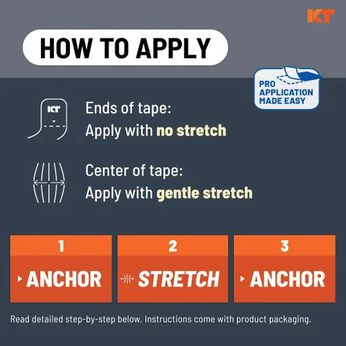 Vista 4 de KT Tape, cinta original de algodón, cinta atlética elástica de kinesiología, 20 unidades, tiras precortadas de 10 pulgadas, Negro