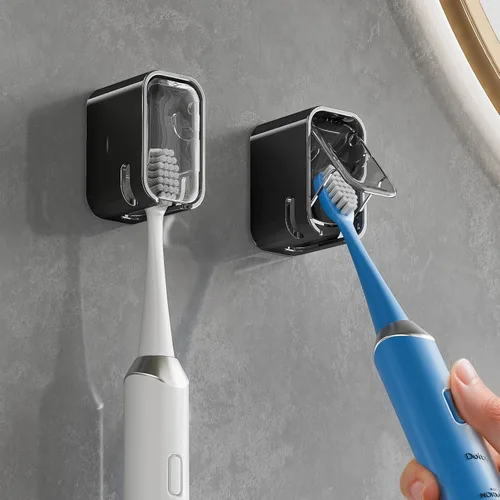 MOPMS Soportes para cepillos de dientes de una sola ranura montados en la negro - 1pc
