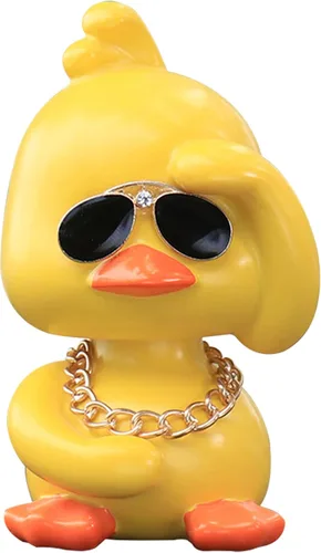 Vista 9 de wonuu Lindos adornos de pato amarillo para coche, decoraciones de tablero de instrumentos de coche, muñeca de cabeza sacudida