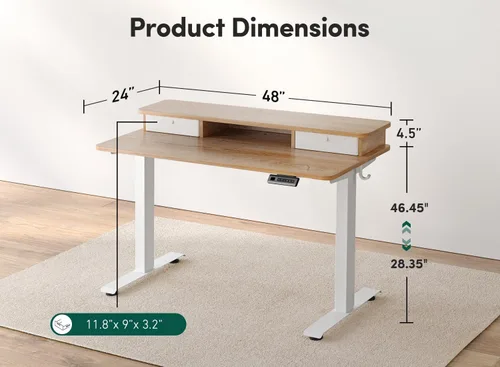 Vista 82 de FEZIBO Escritorio eléctrico de pie ajustable de altura de 40 x 24 pulgadas con doble cajón, escritorio para computadora, mesa de pie para oficina