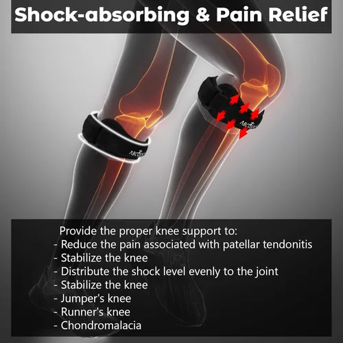 Vista 2 de Abco Tech Patella Knee Strap - Knee Pain Relief - Tendon and Knee Support for Running, Hiking, Soccer, Basketball, Volleyball and Exercise - Runners