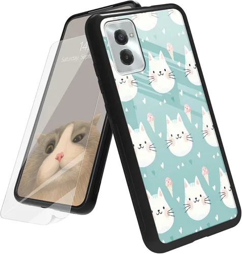 Vista 16 de Funda para Motorola Moto G Play 4G 2024 con protector de pantalla, parte trasera de vidrio templado + funda de silicona suave TPU absorción de Lobo